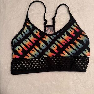 PINK Victoria's Secret Black and Multicolor Sports Bra